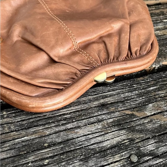 Diva Soft Brown Leather Purse Wristlet Clutch Bag Handbag Italy Vintage 80s 90s